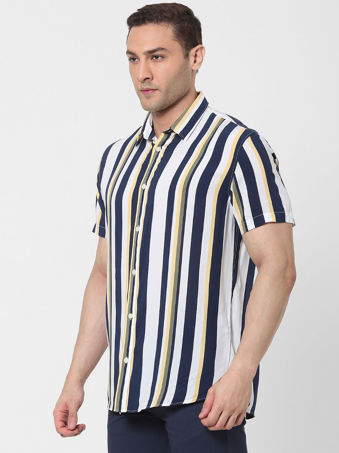 White Striped Short Sleeves Shirt