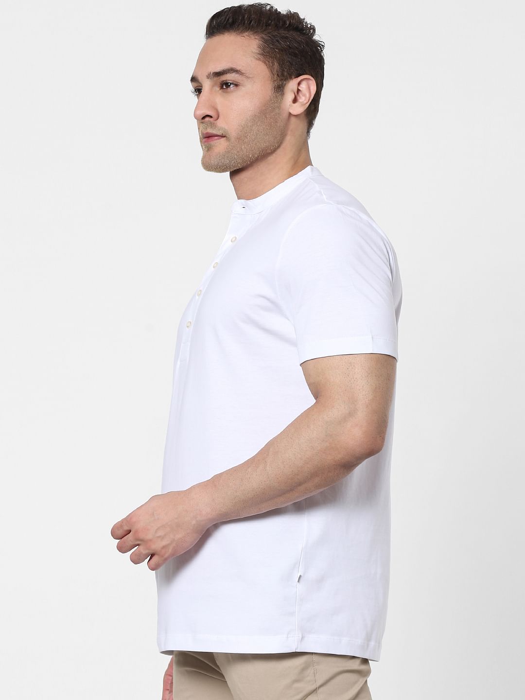 White Organic Cotton Polo Neck T-Shirt