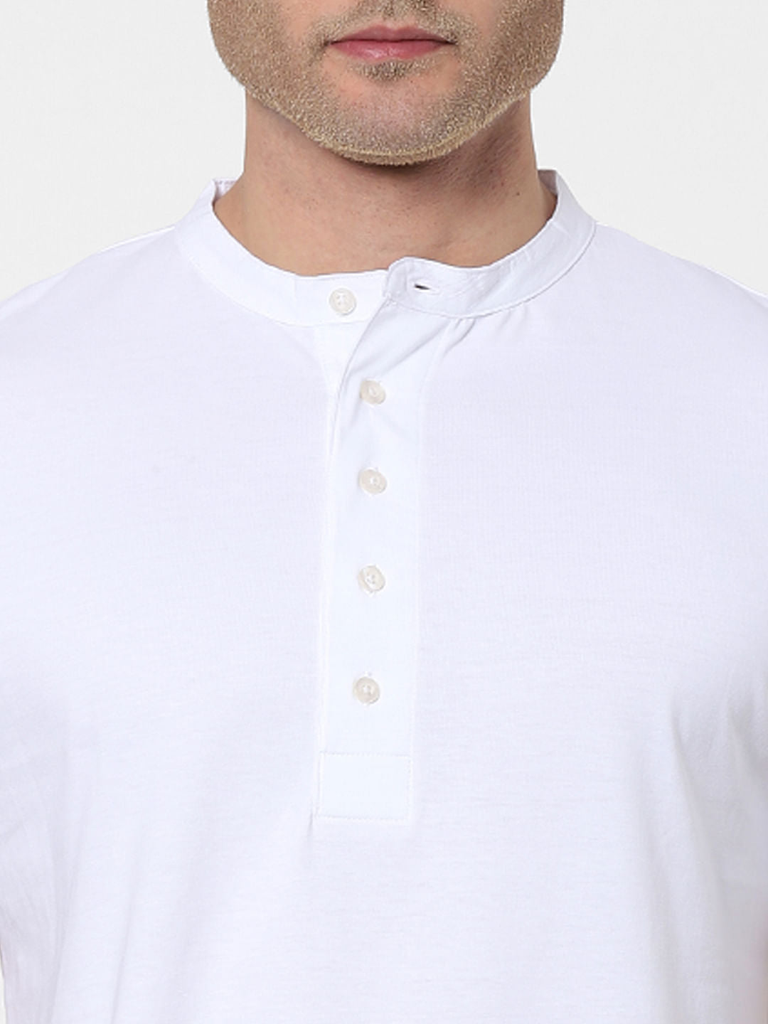 White Organic Cotton Polo Neck T-Shirt
