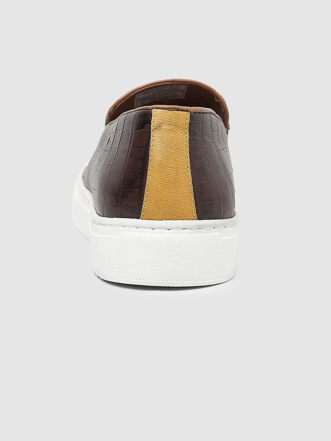 Brown Tweed Detail Leather Loafers