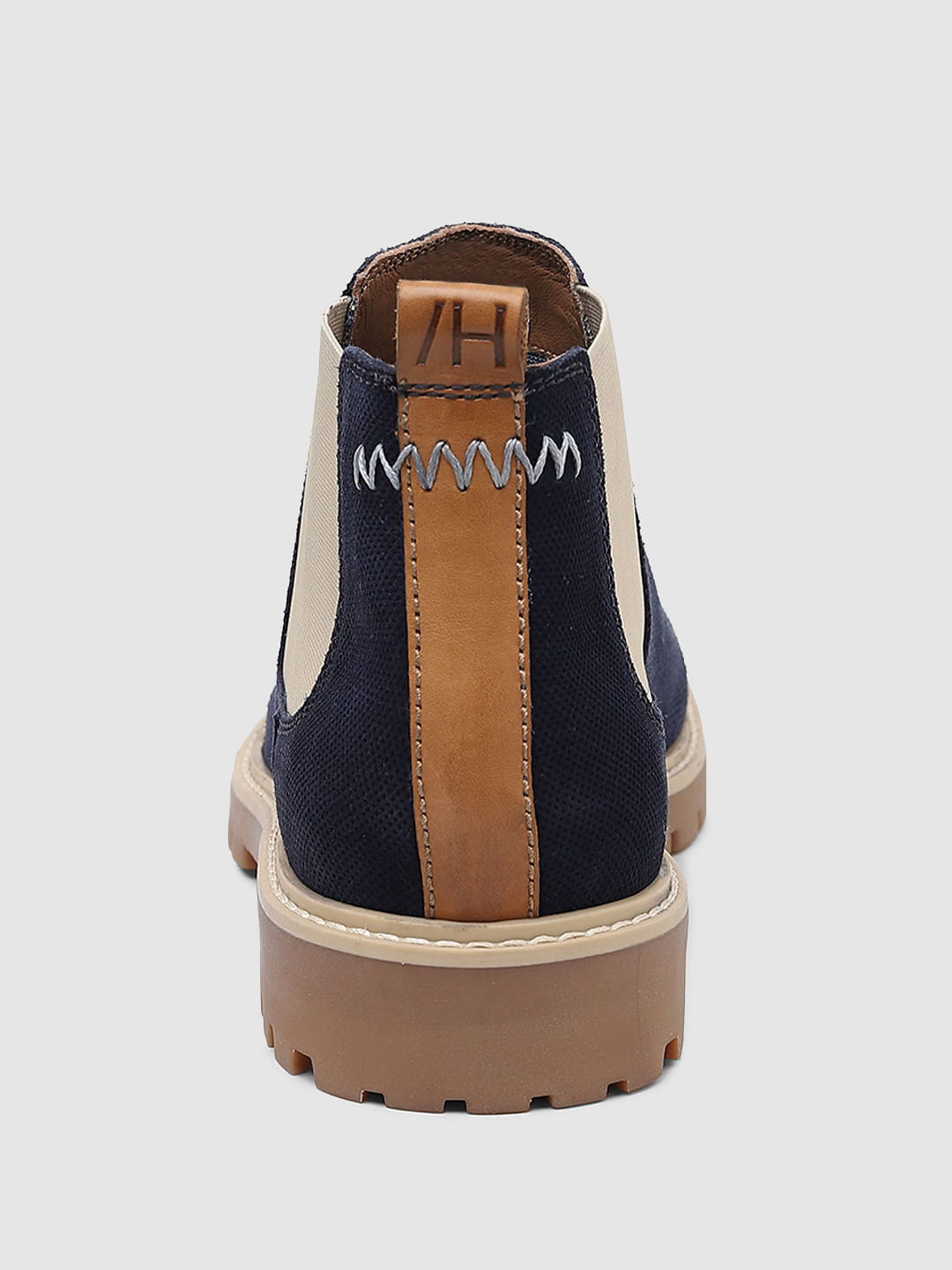 Navy Blue Colourblocked Chelsea Boots