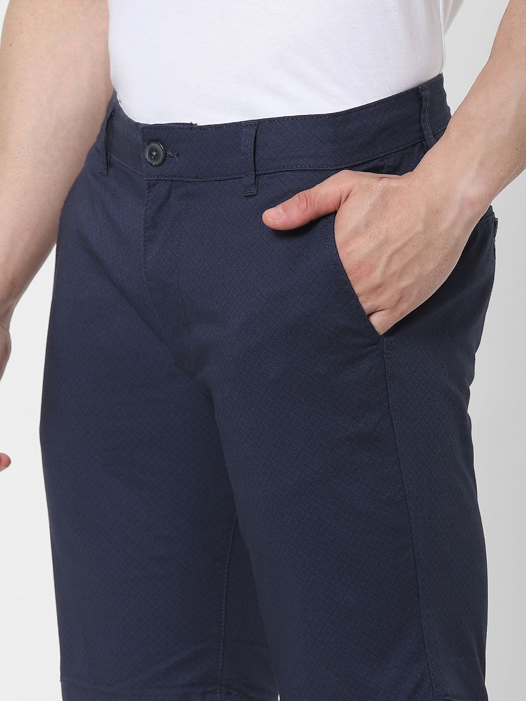 Blue Mid Rise Chino Shorts