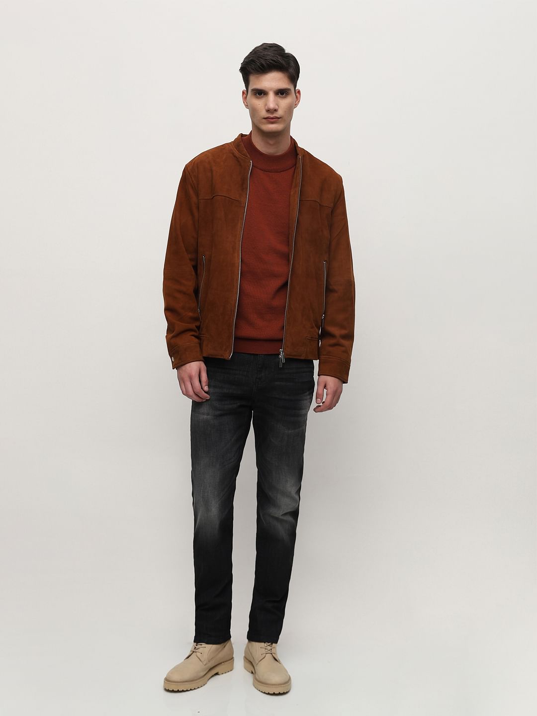 Grey Mid Rise Washed Regular Fit Jeans