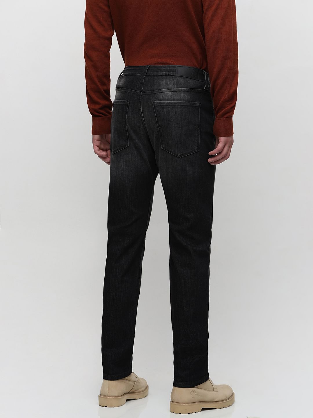 Grey Mid Rise Washed Regular Fit Jeans