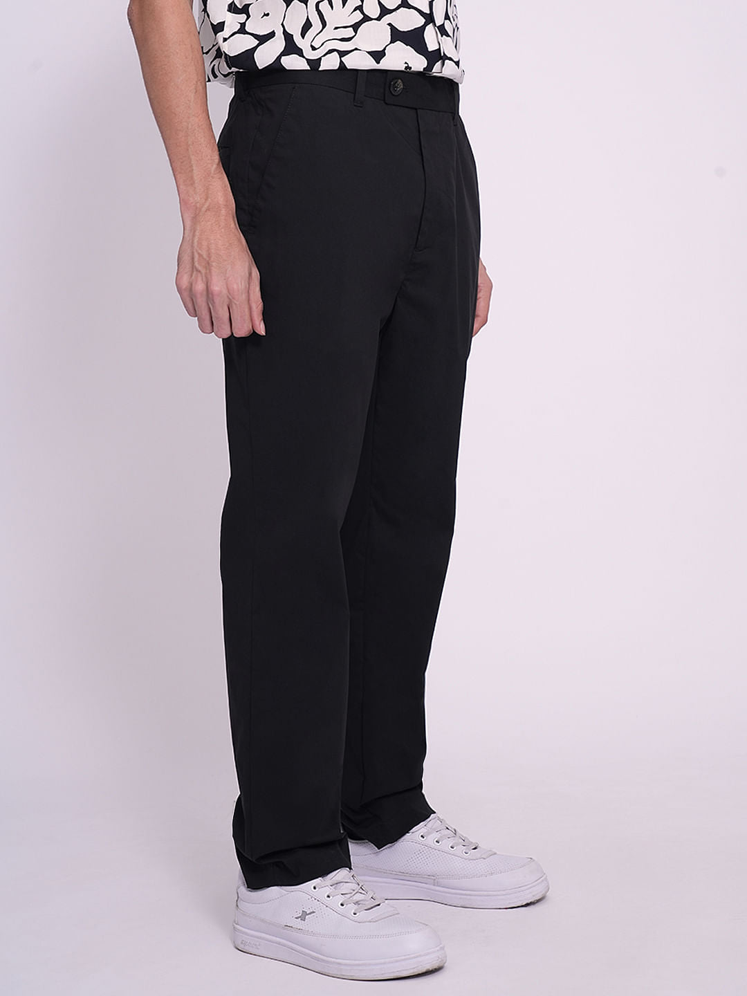 Black Organic Cotton Straight Fit Pants