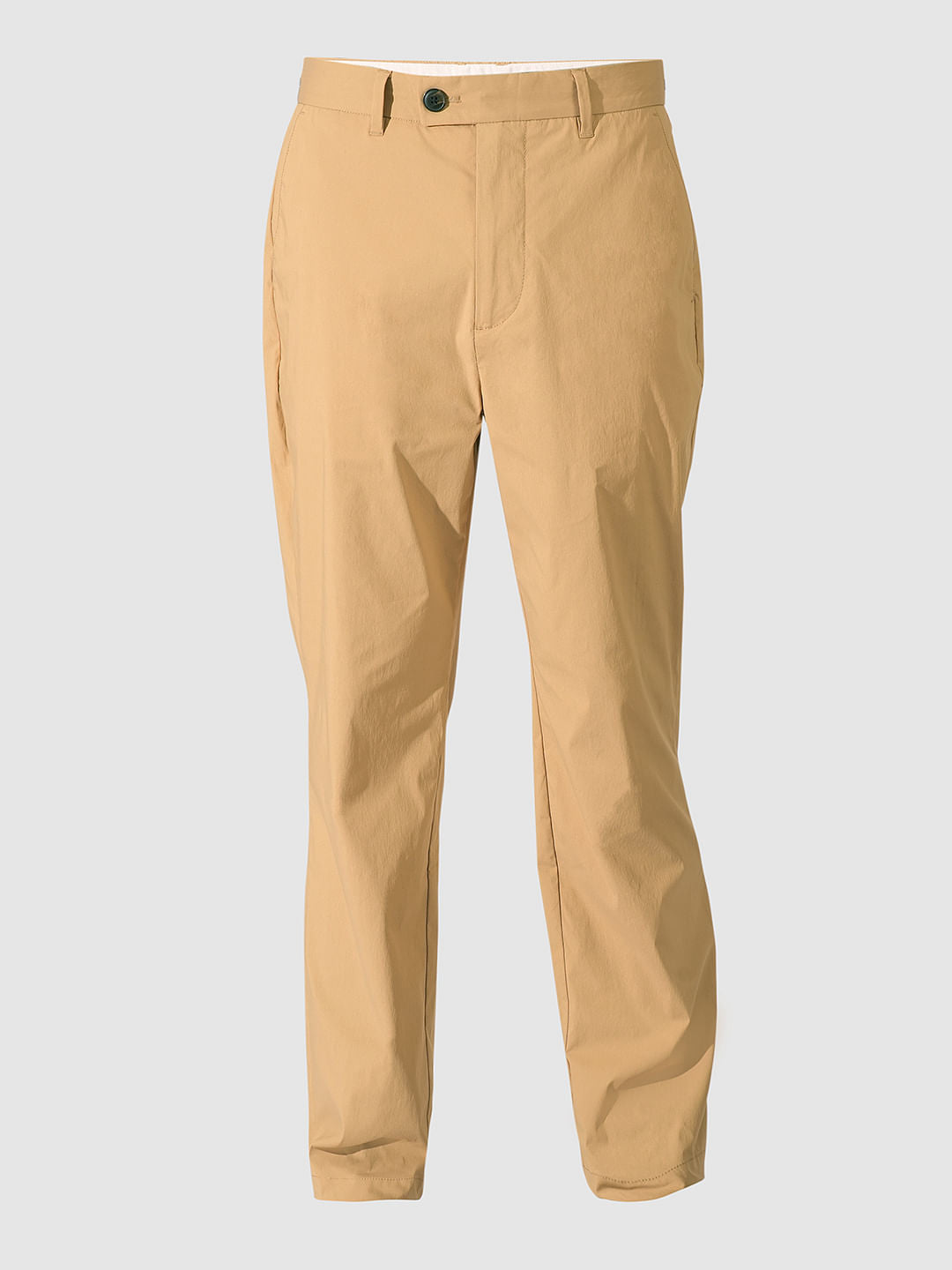 Beige Organic Cotton Straight Fit Pants