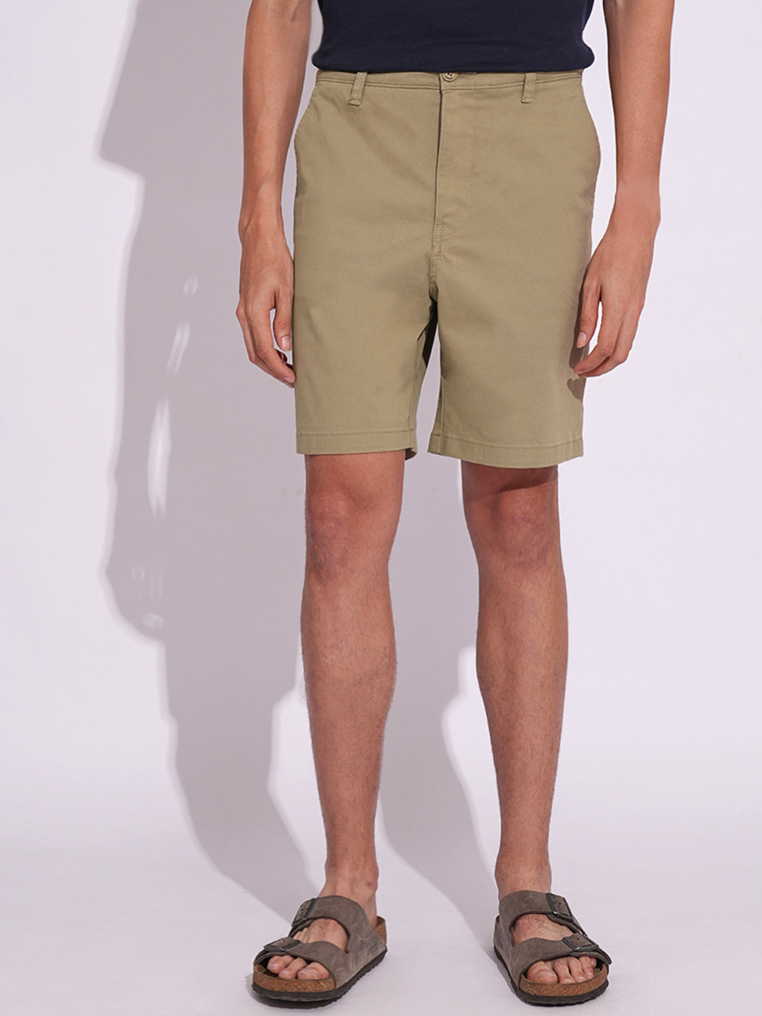 Beige Cotton Chino Shorts