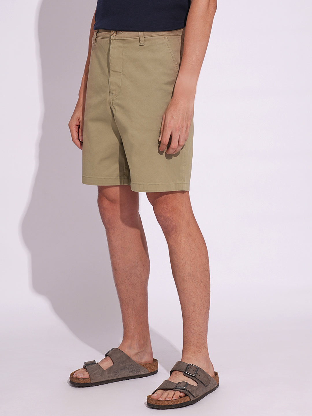 Beige Cotton Chino Shorts