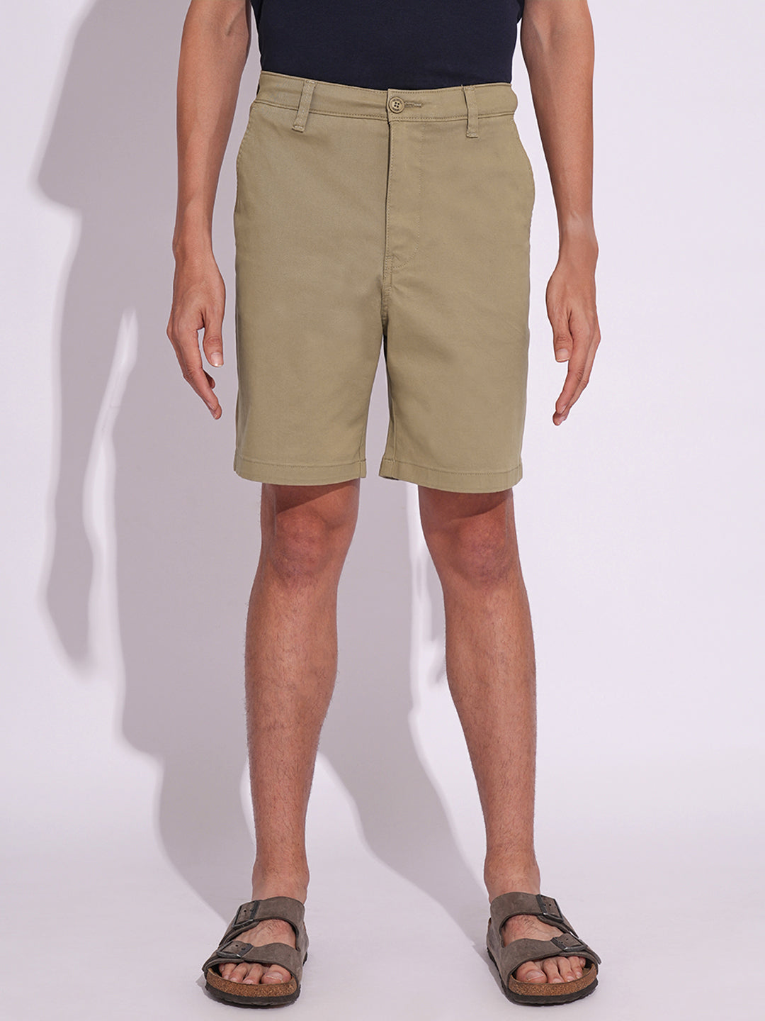 Beige Cotton Chino Shorts
