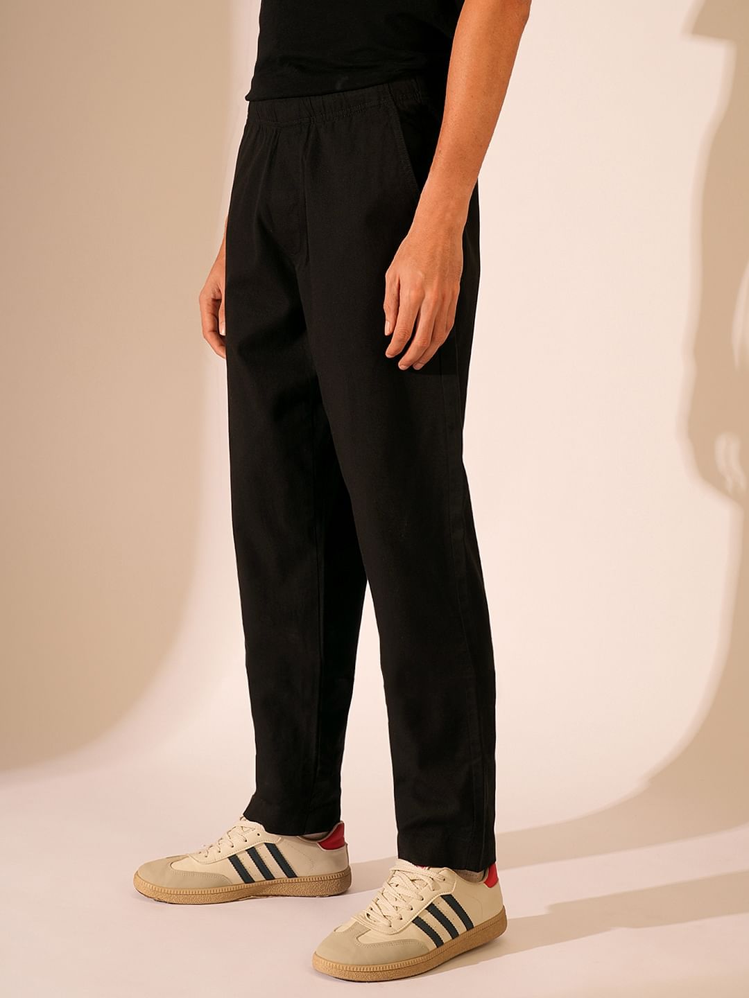 Black Regular Fit Casual Pants