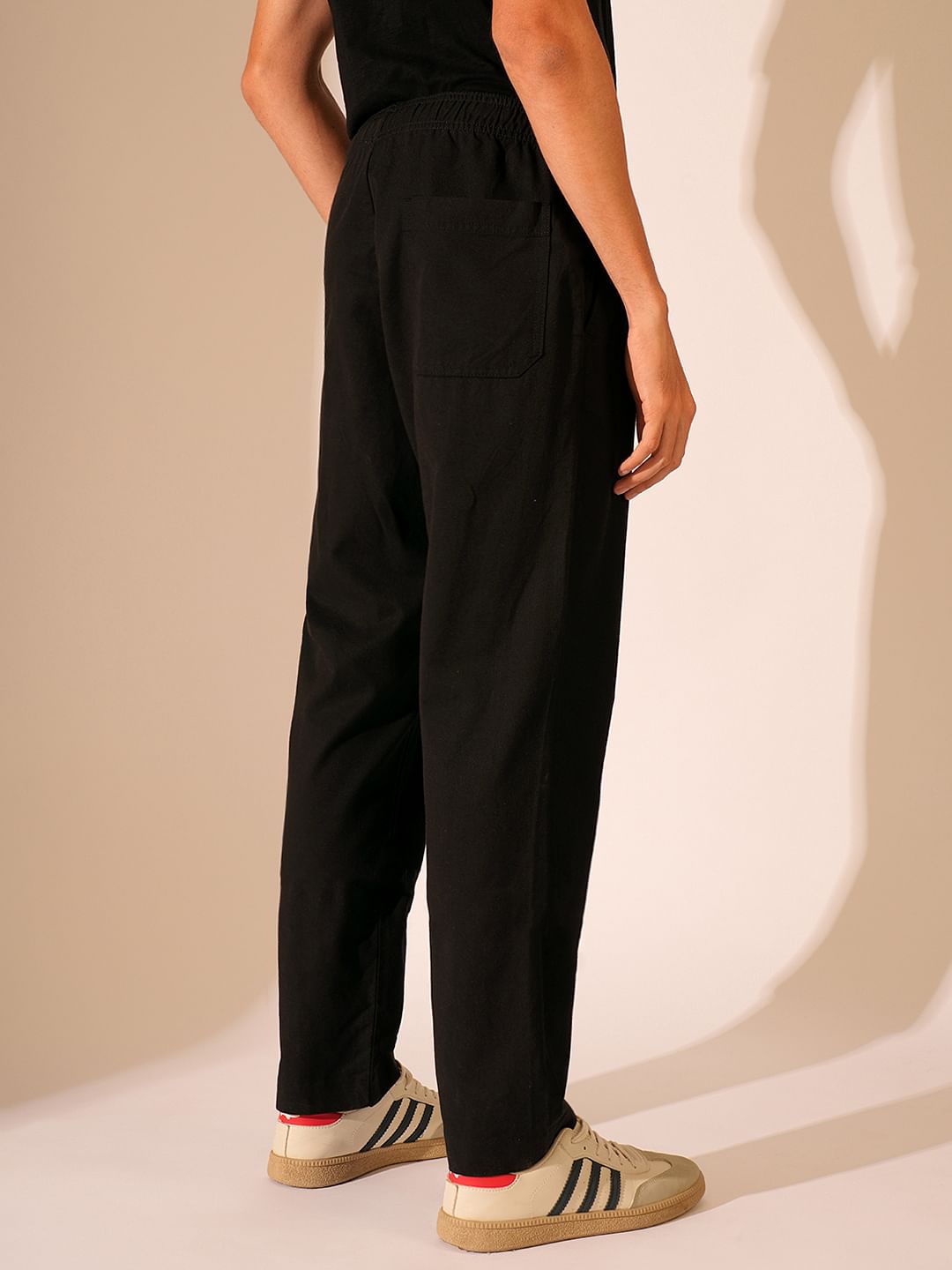 Black Regular Fit Casual Pants