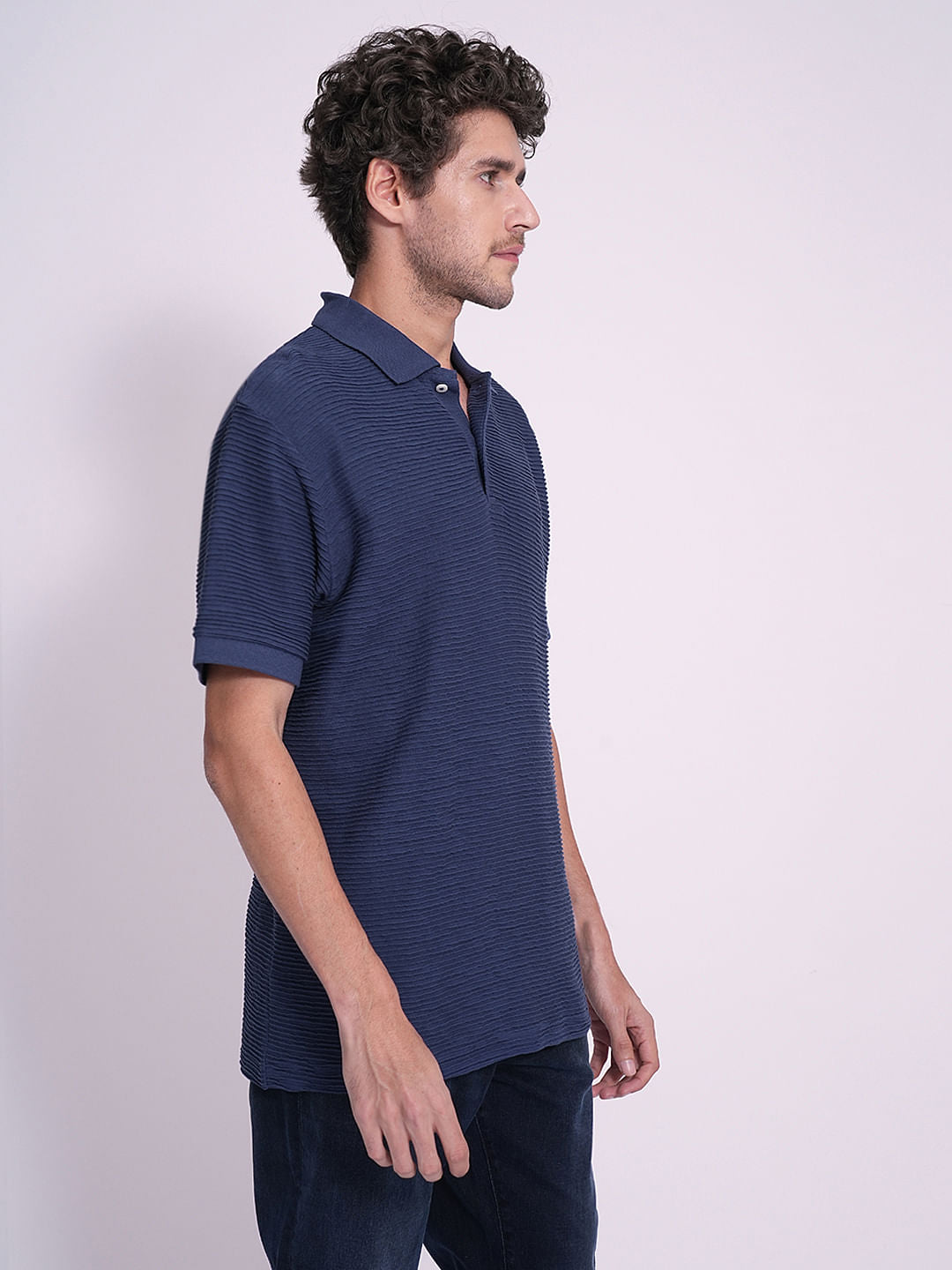Dark Blue Structured Organic Cotton Polo