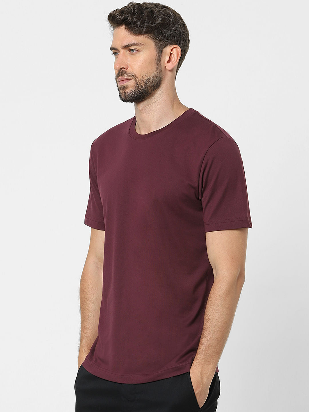 Maroon Organic Cotton Crew Neck T-Shirt