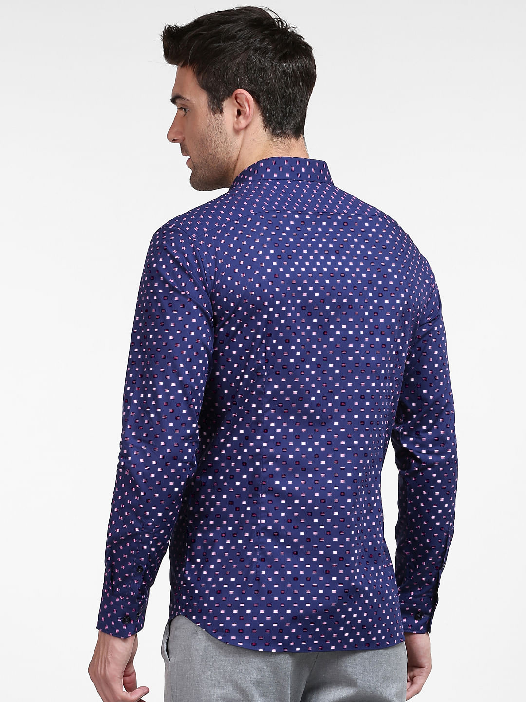 Blue Printed Full Sleeves Shirt