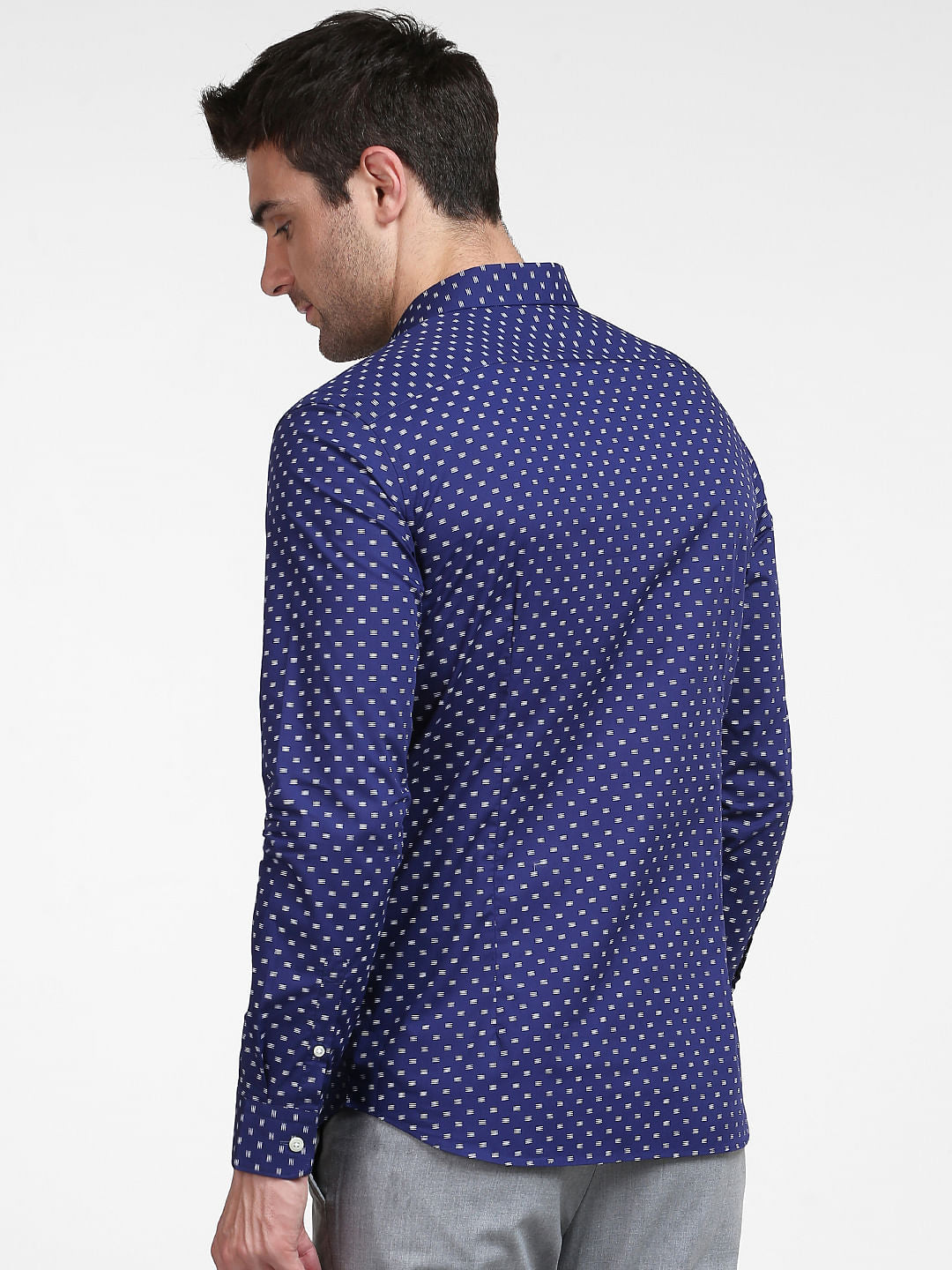Blue Printed Full Sleeves Shirt