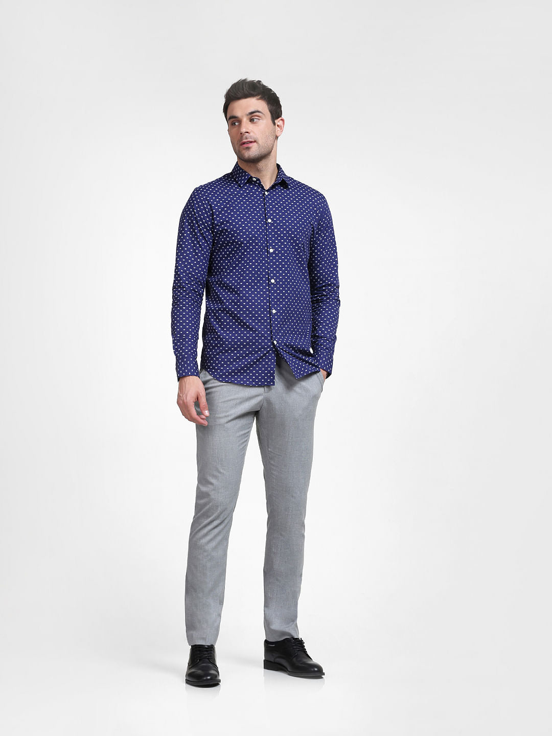 Blue Printed Full Sleeves Shirt