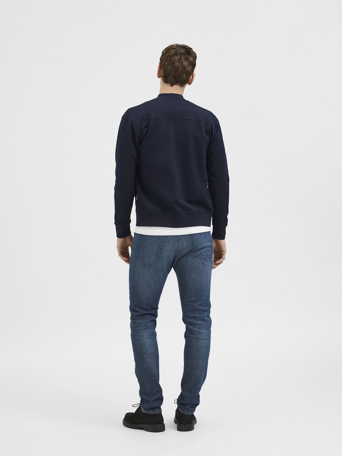 Dark Blue Sweat Bomber Jacket
