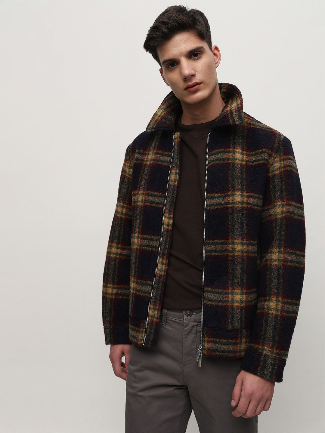 Dark Brown Solid Crew Neck T-shirt