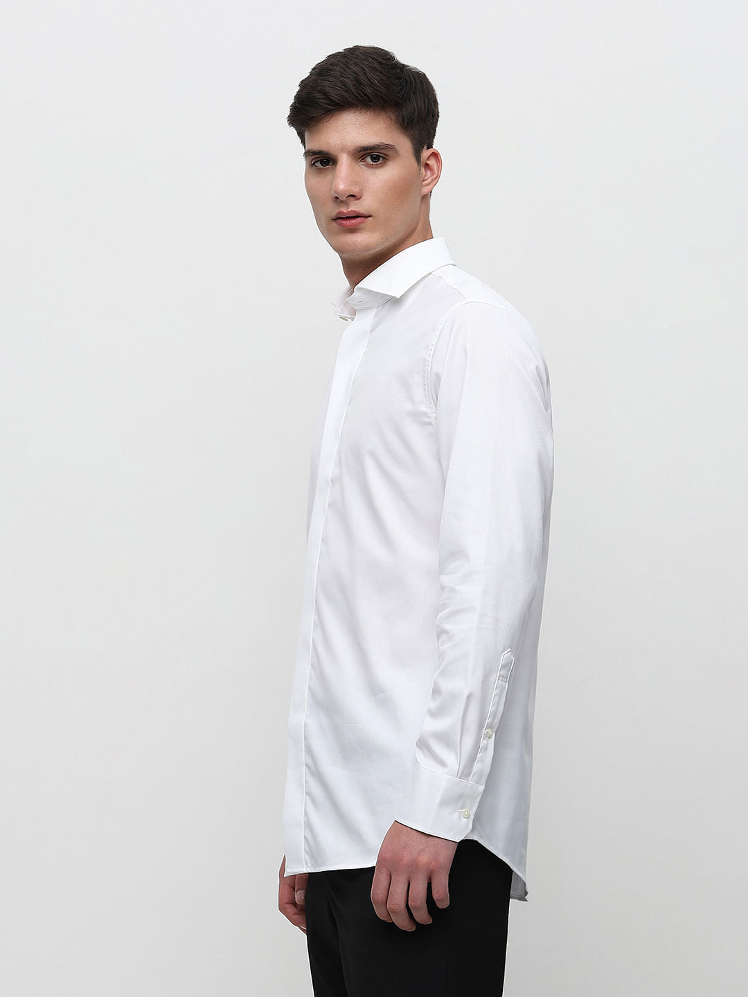 White Cotton Formal Full Sleeves Shirt