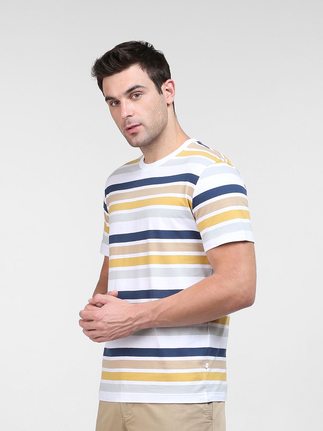 White Striped Crew Neck T-Shirt