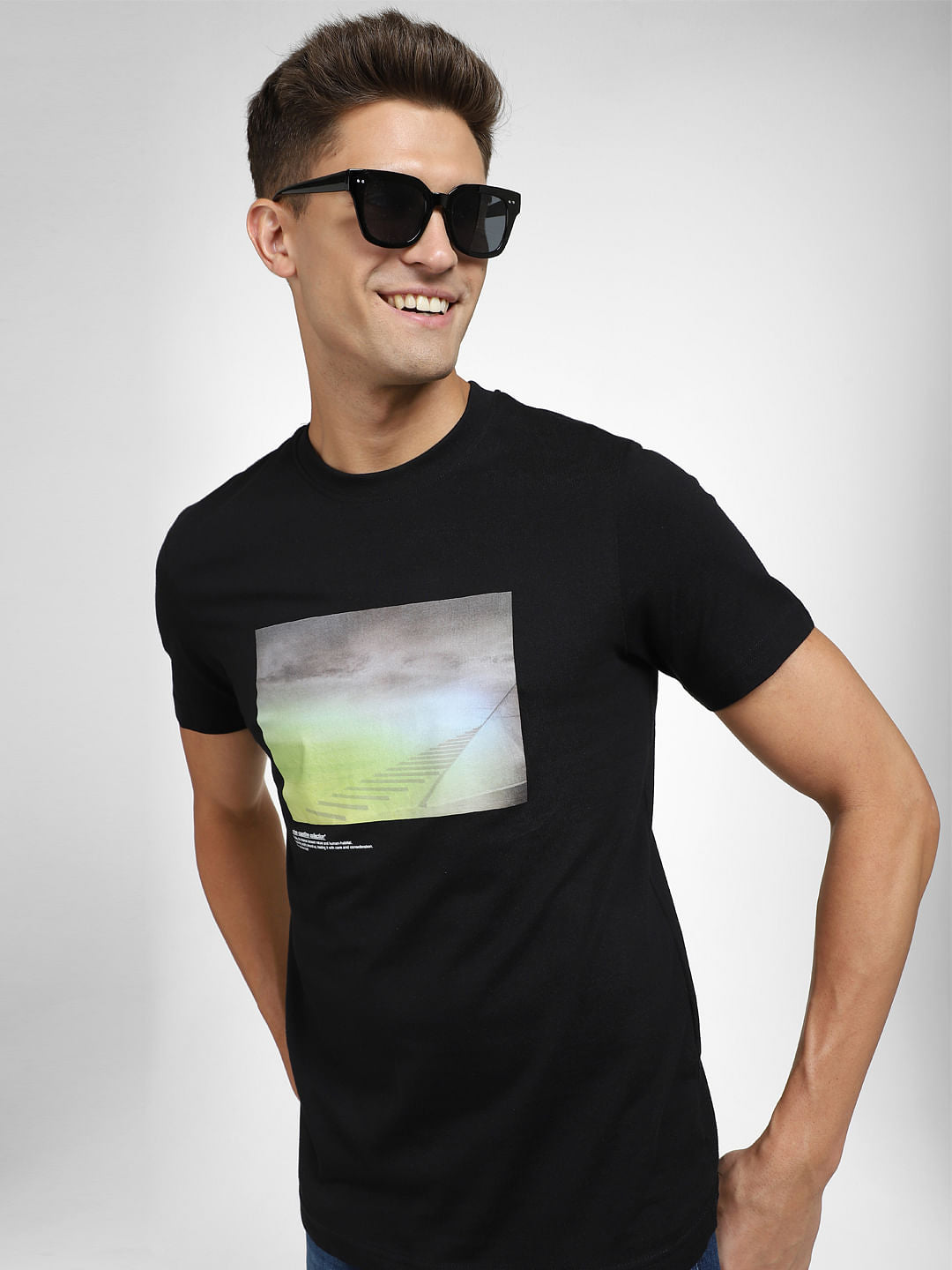 Black Printed Organic Cotton T-Shirt