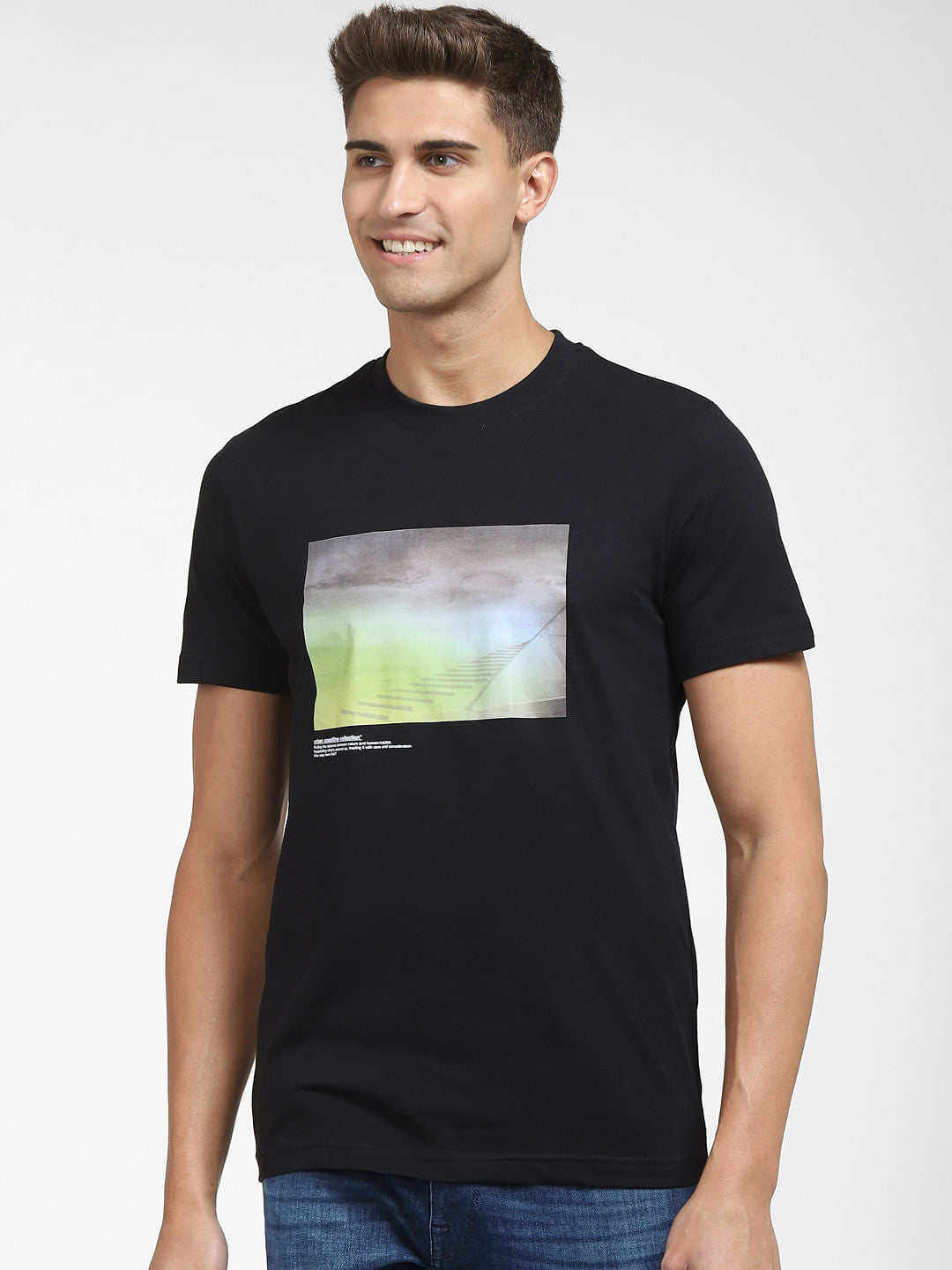 Black Printed Organic Cotton T-Shirt