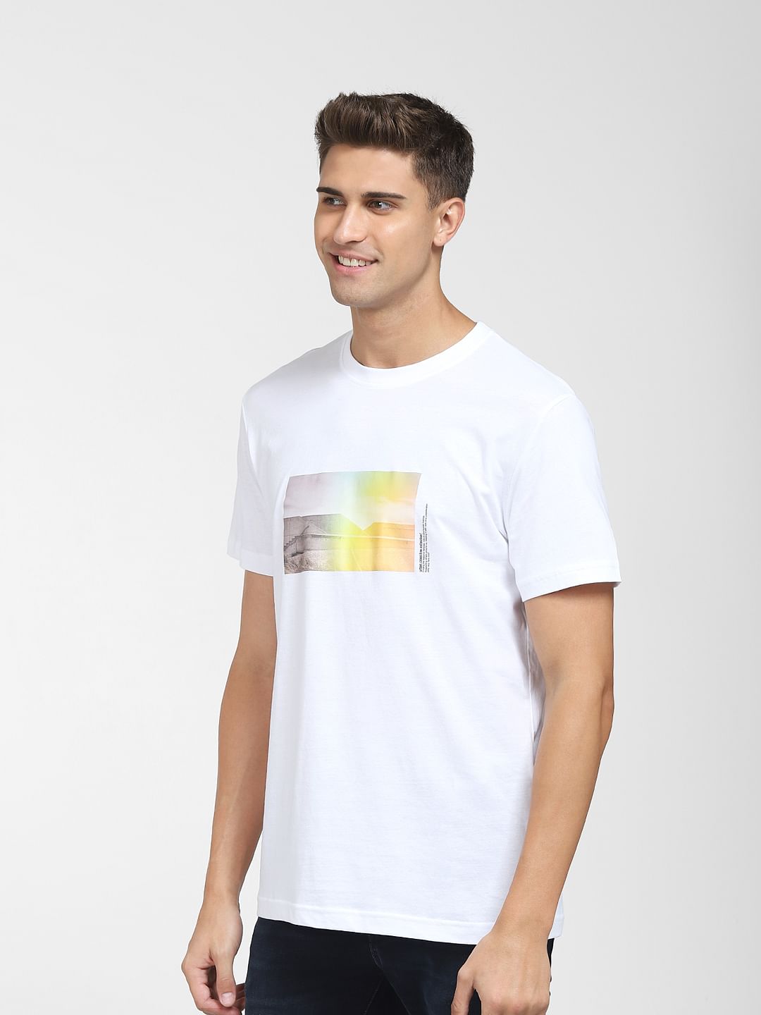 White Graphic Print Crew Neck T-Shirt