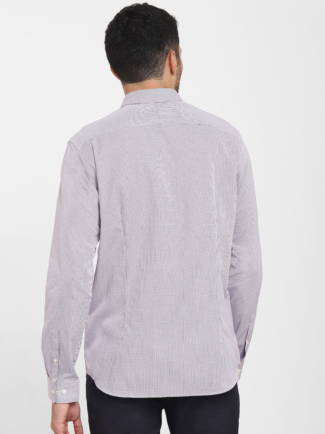 Navy Blue Check Full Sleeves Formal Shirt