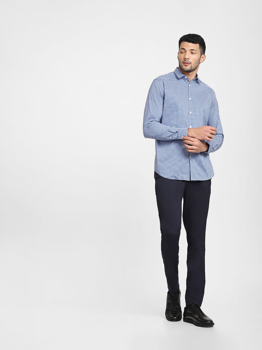 Blue Check Formal Full Sleeves Shirt