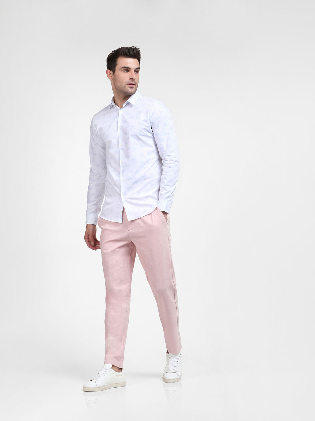 Light Blue Printed Full Sleeves Shirt