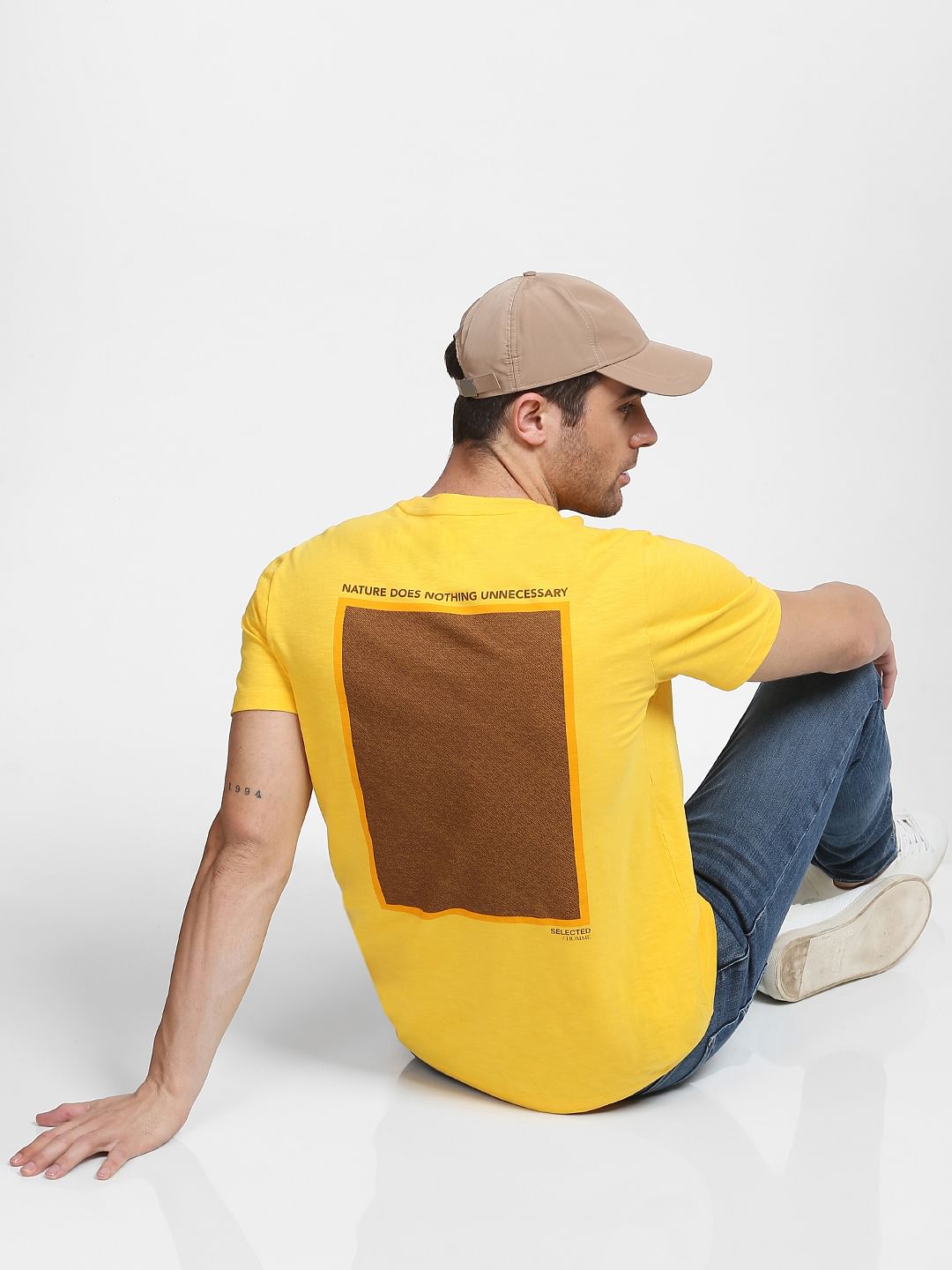 Yellow Organic Cotton Crew Neck T-Shirt