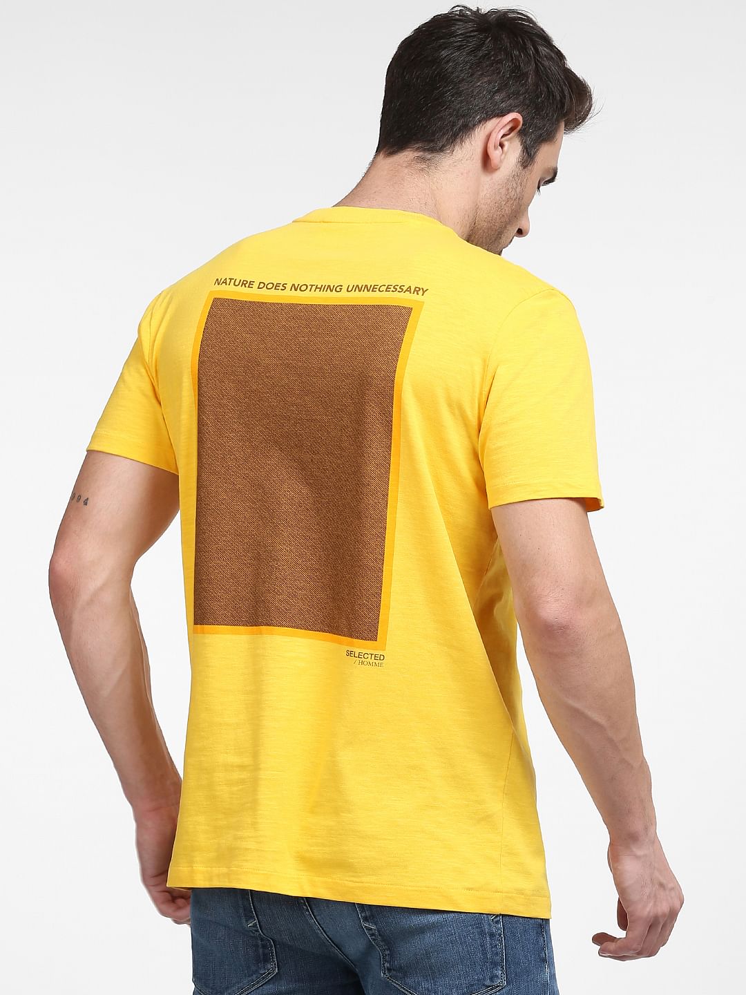 Yellow Organic Cotton Crew Neck T-Shirt