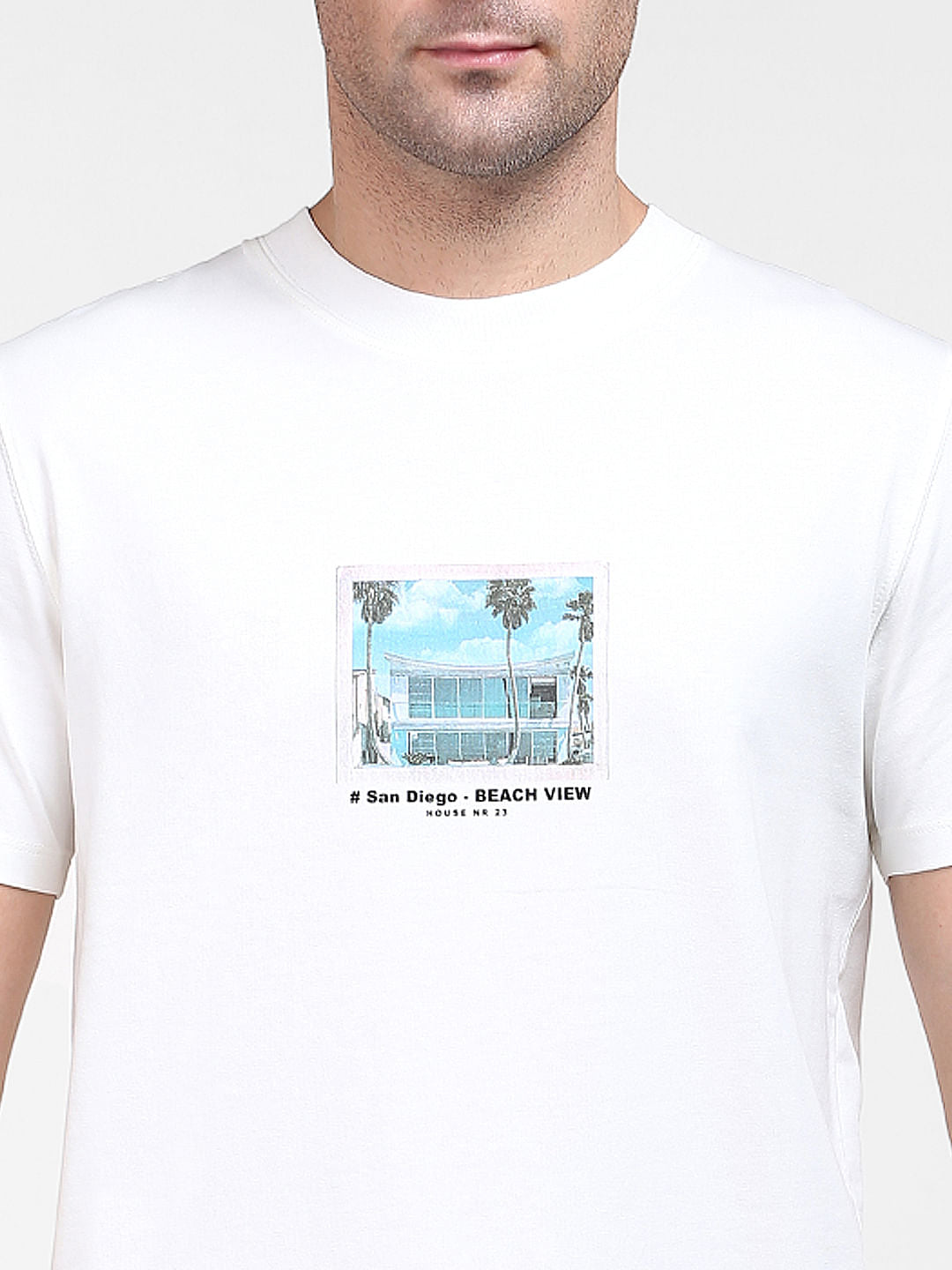 White Graphic Print Crew Neck T-Shirt