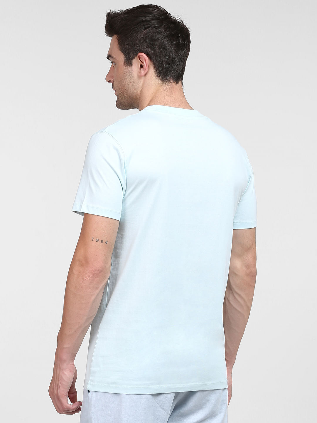 Light Blue Graphic Print Crew Neck T-Shirt