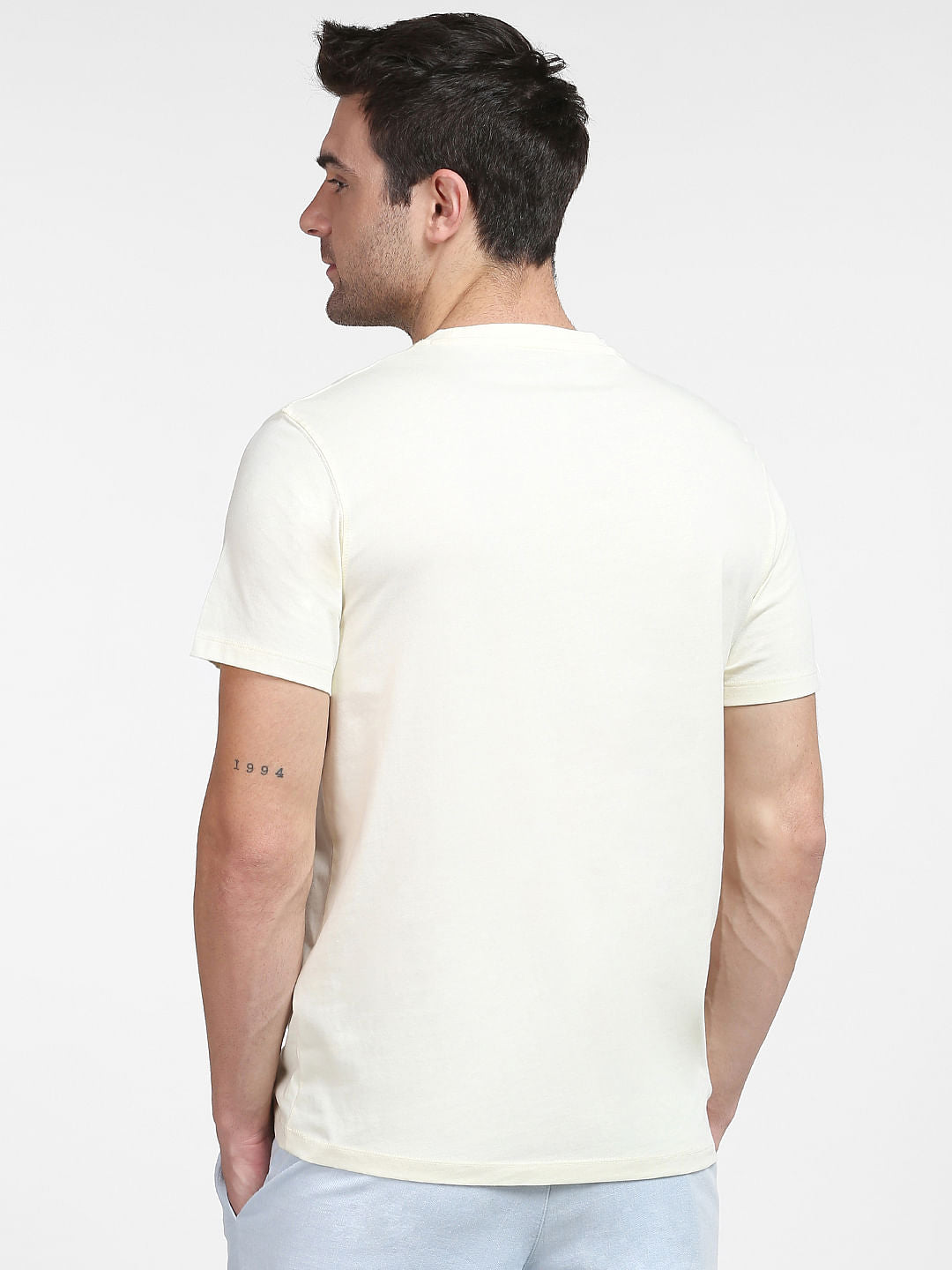 Light Yellow Organic Cotton Crew Neck T-Shirt