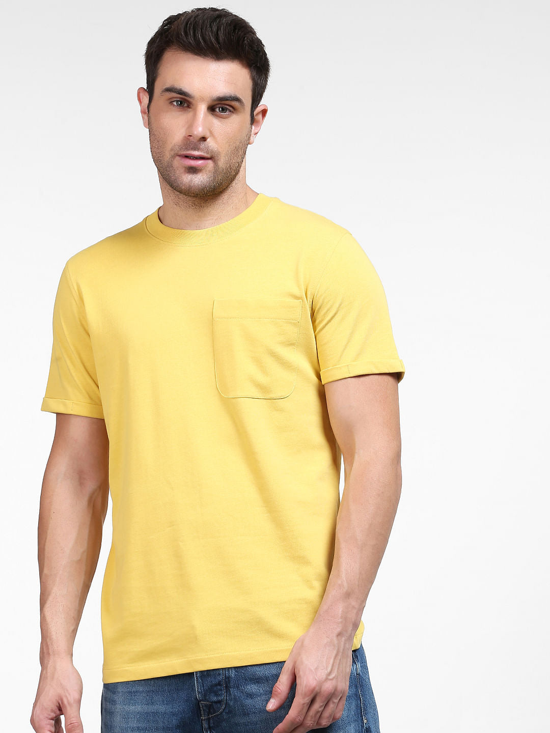 Yellow Organic Cotton Crew Neck T-Shirt