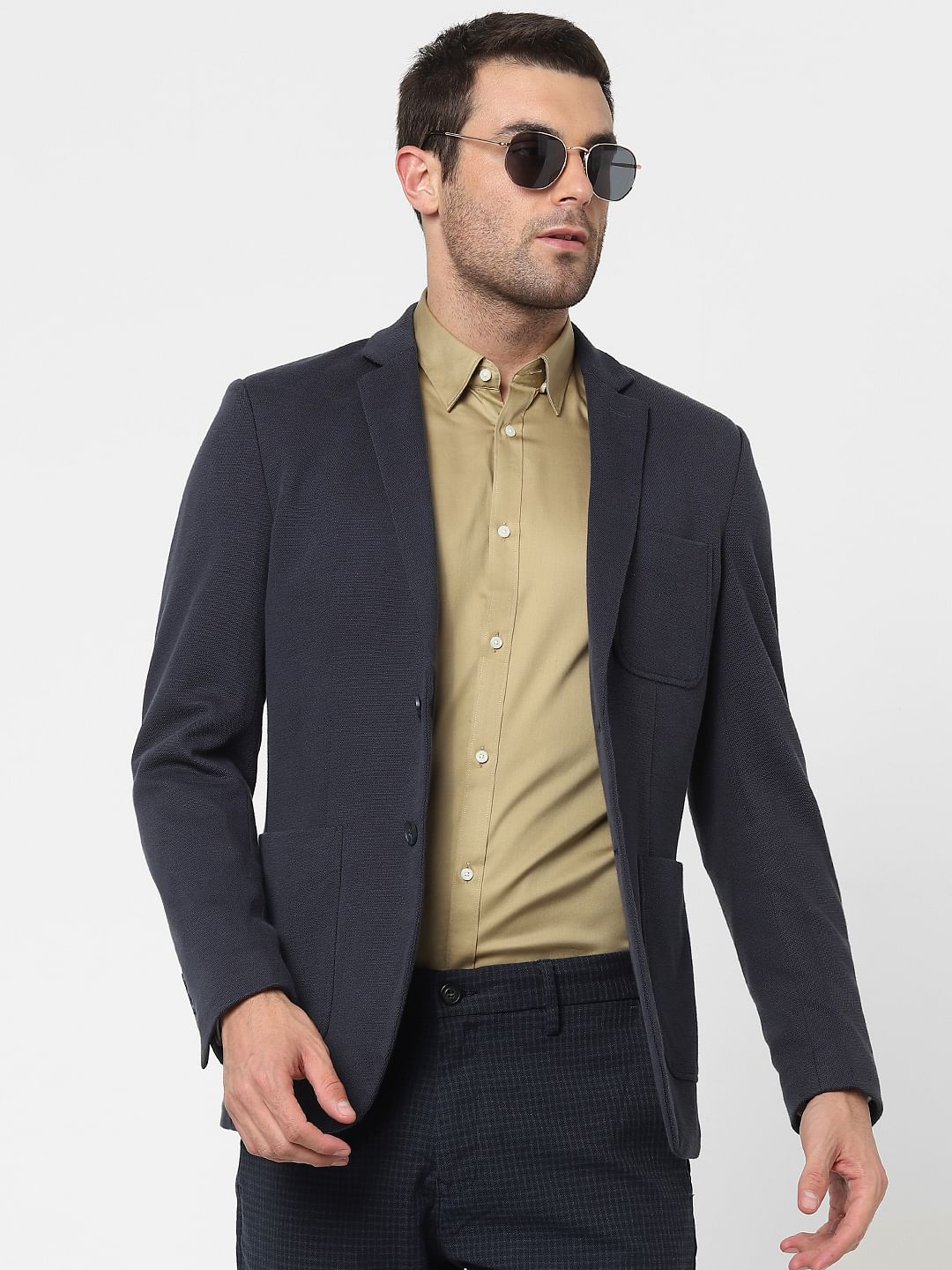 Beige Full Sleeves Slim Fit Shirt