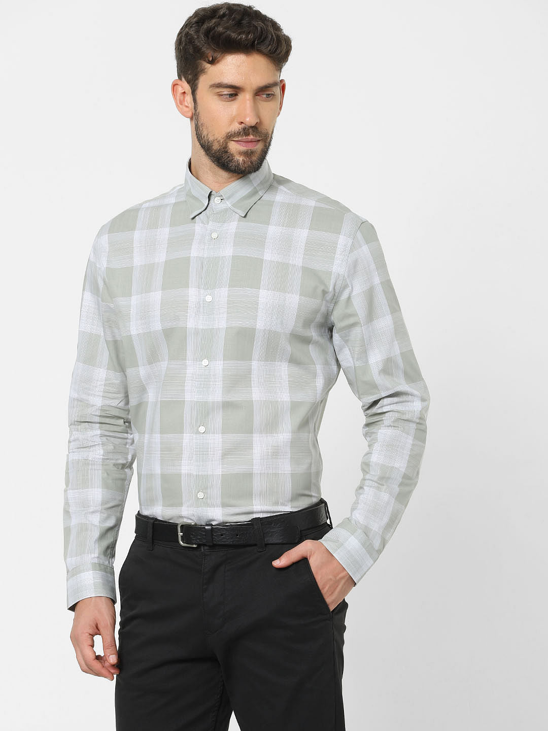 Green Check Full Sleeves Shirt