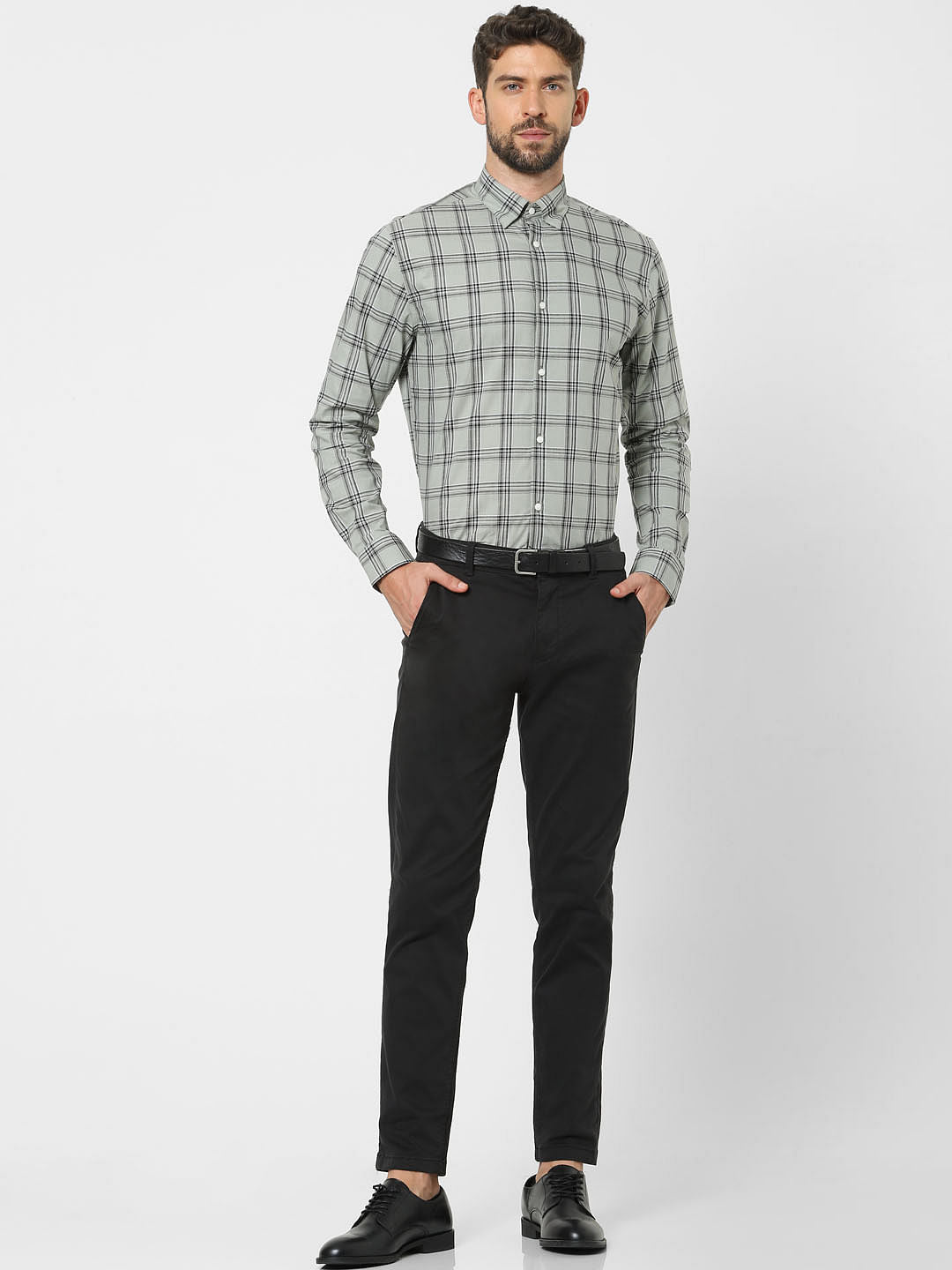 Grey Check Full Sleeves Shirt
