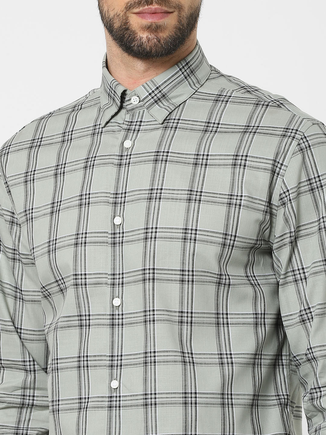 Grey Check Full Sleeves Shirt
