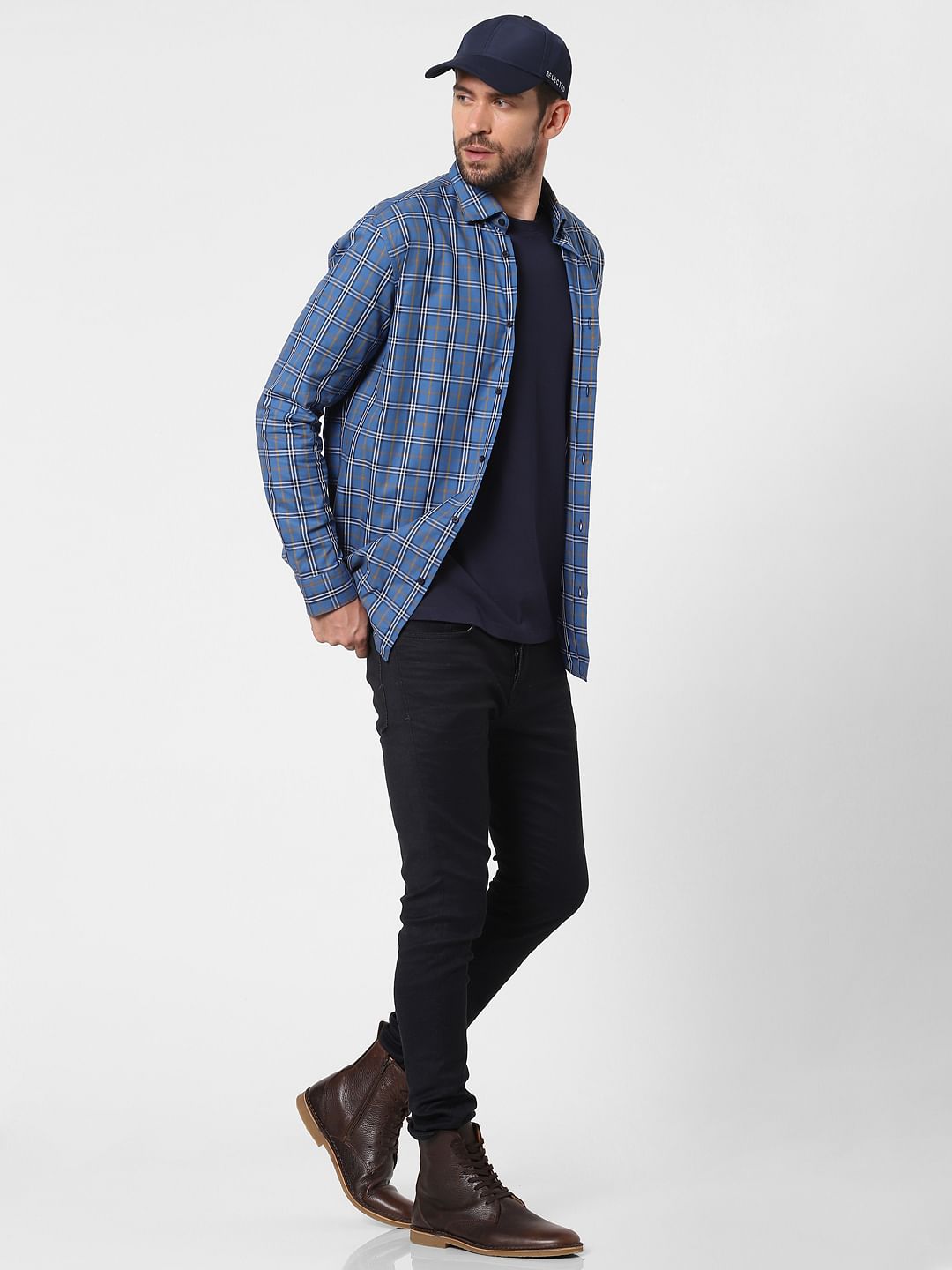 Blue Check Full Sleeves Shirt
