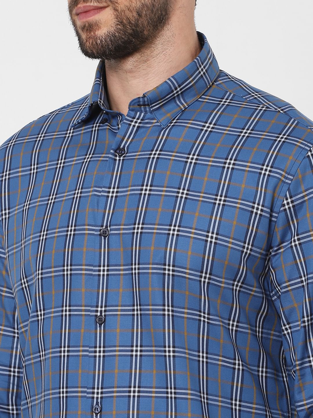 Blue Check Full Sleeves Shirt