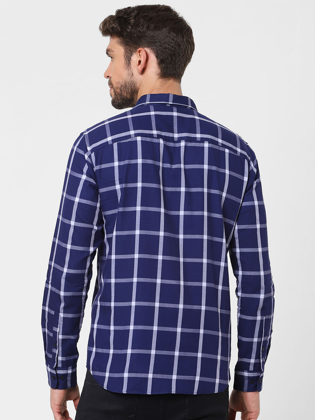 Dark Blue Check Full Sleeves Shirt