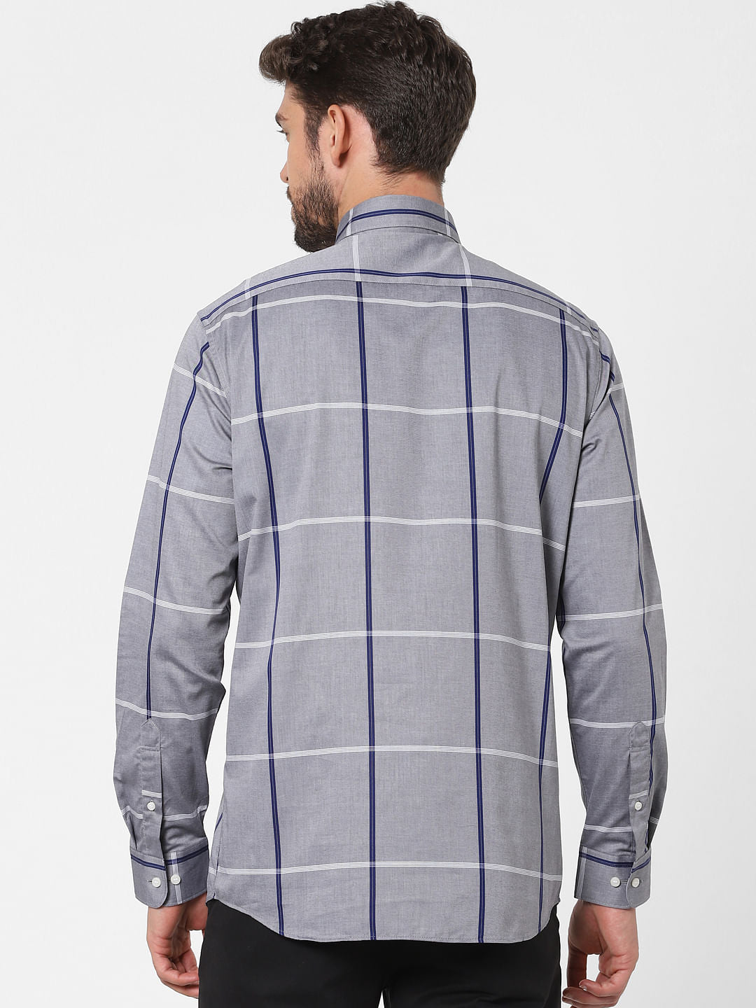 Grey Check Full Sleeves Shirt
