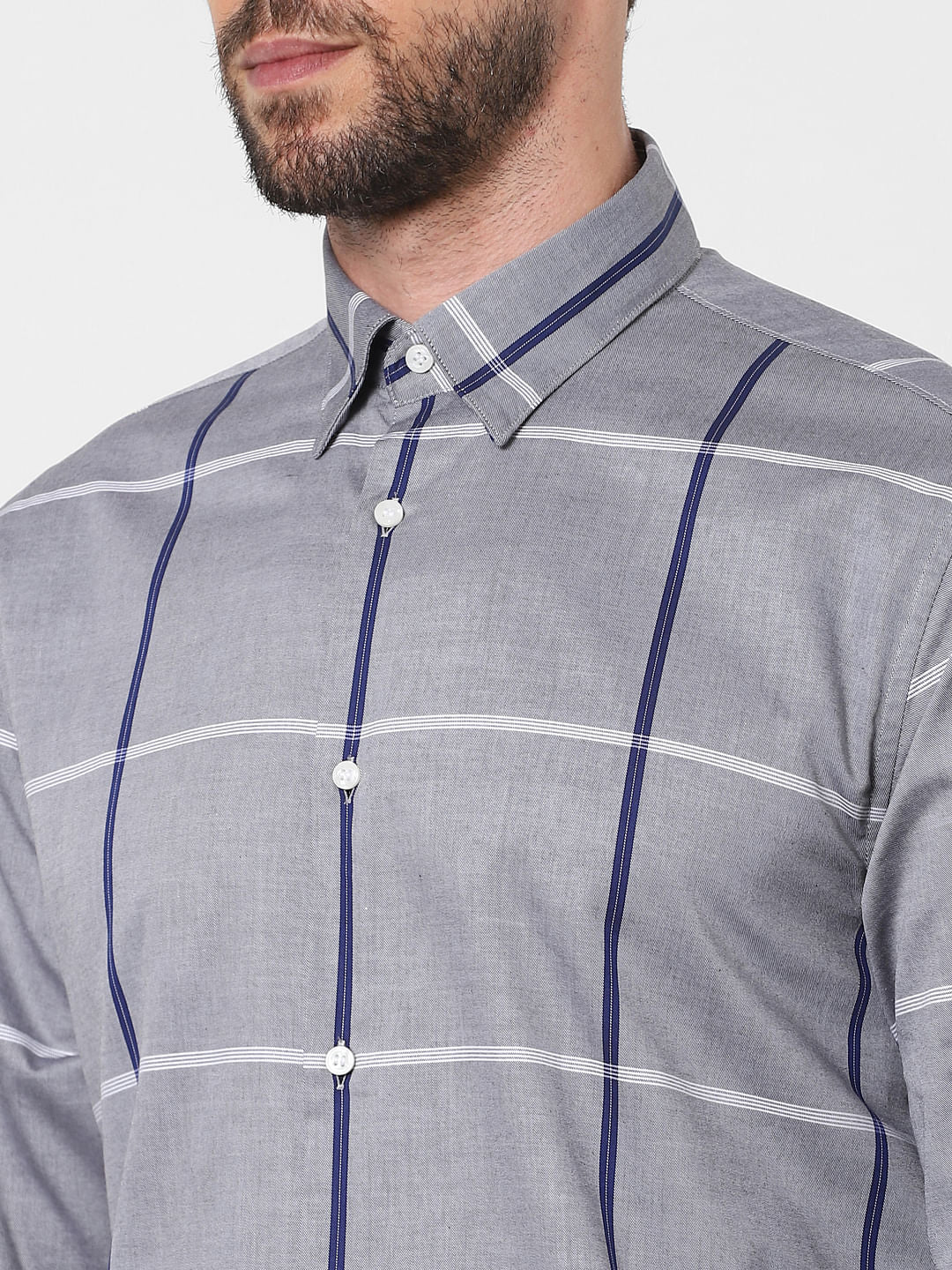 Grey Check Full Sleeves Shirt