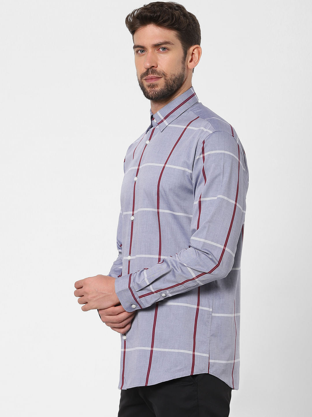 Light Grey Check Full Sleeves Shirt