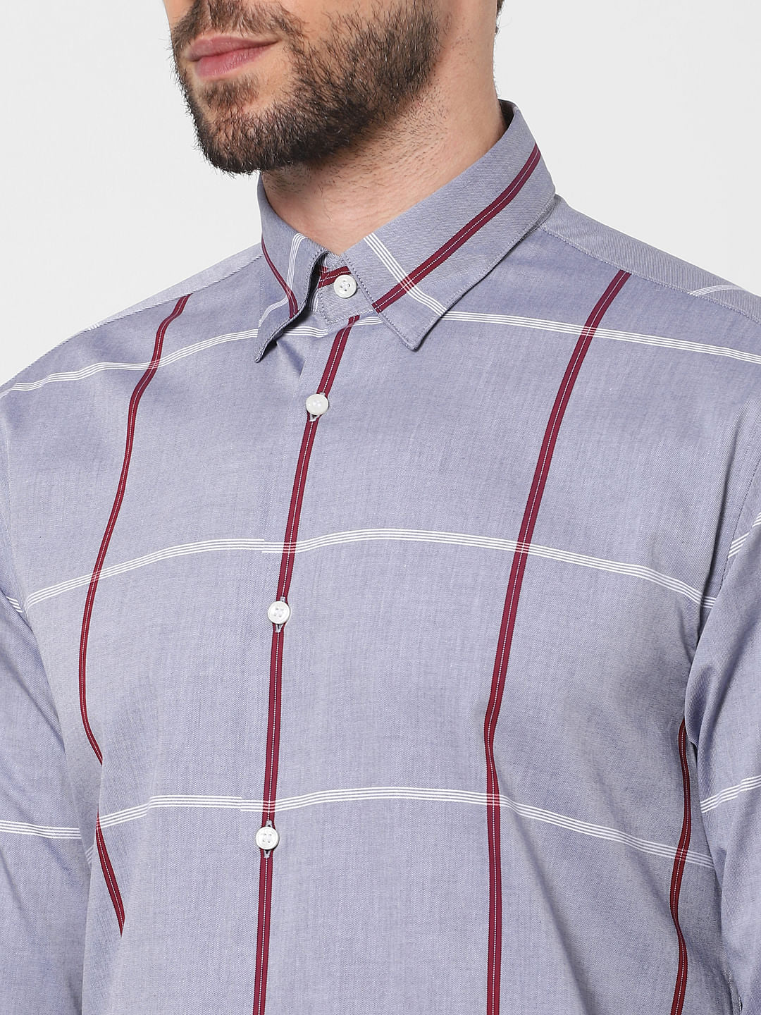 Light Grey Check Full Sleeves Shirt
