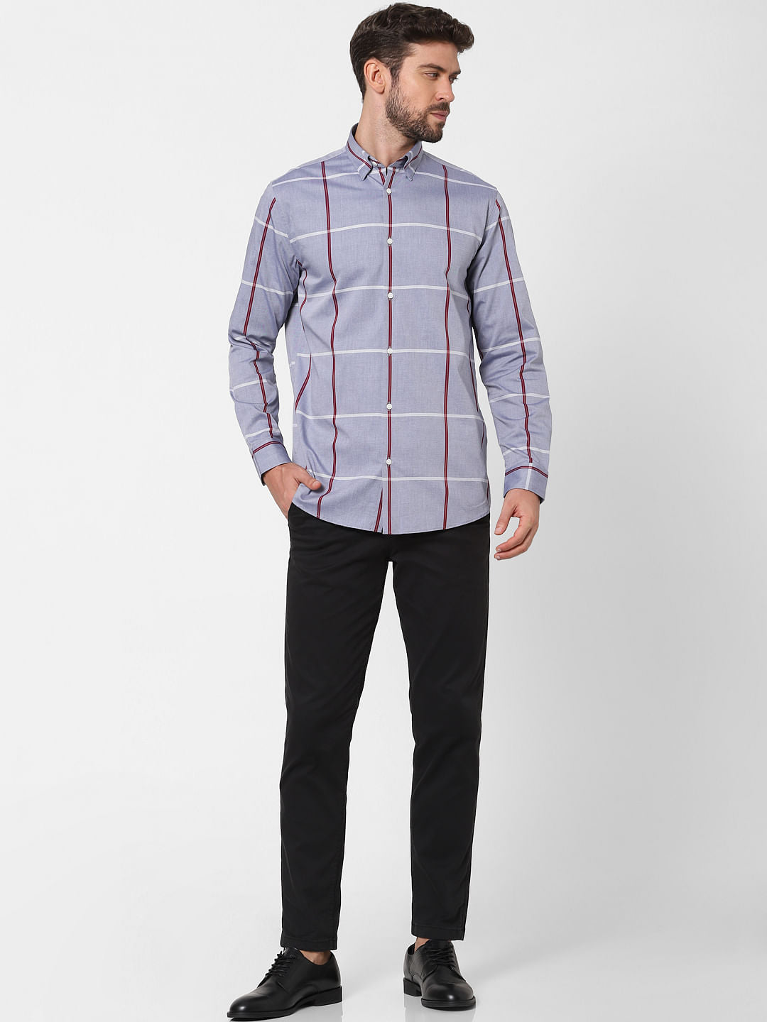 Light Grey Check Full Sleeves Shirt