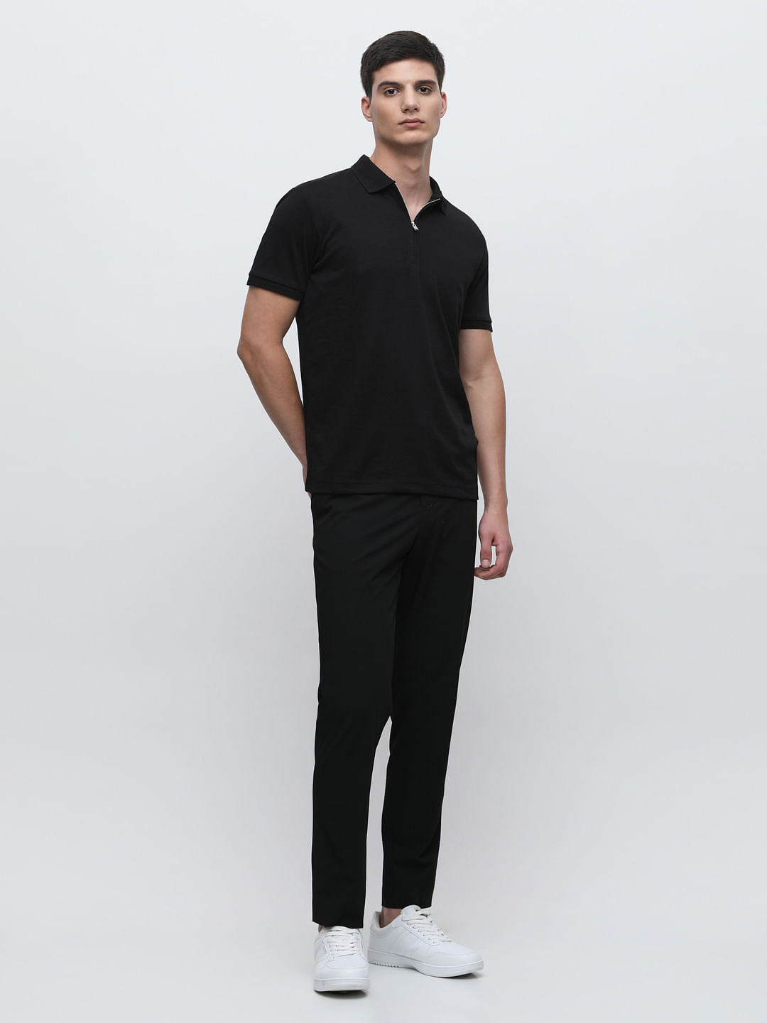 Black Zipper Polo T-shirt