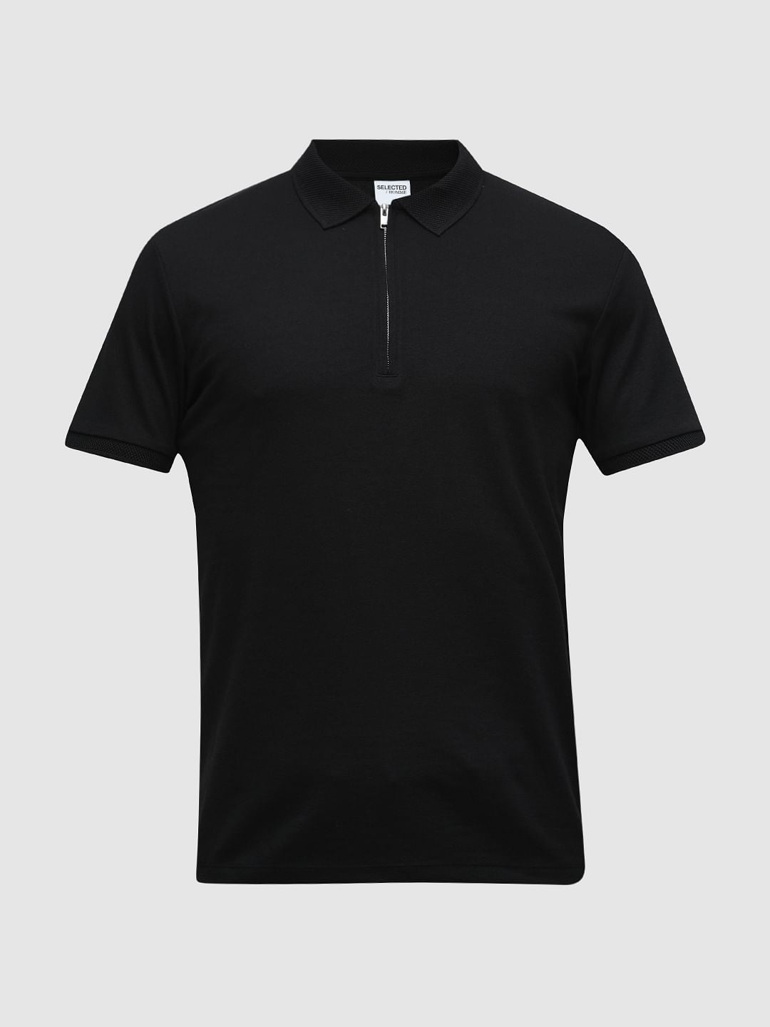 Black Zipper Polo T-shirt